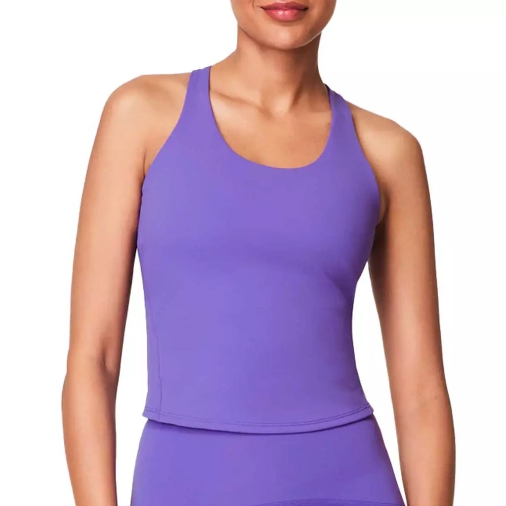 NWT Spanx Get Moving Crossback Contour Shelf Tank Vibrant Lilac size XS